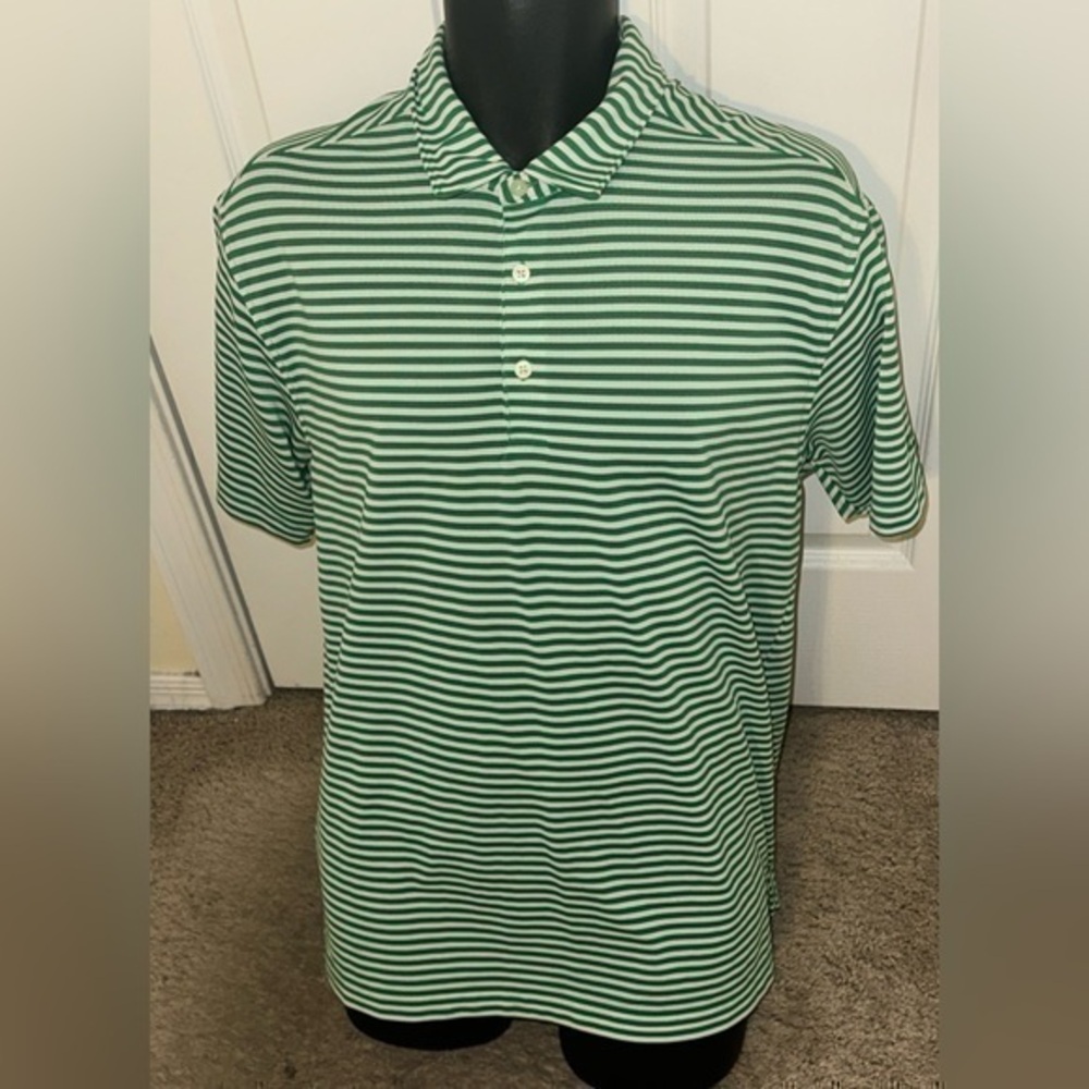 Men’s Pre Own As Is Walter Hagen Green Stripe Size M Polo Shirt Golf